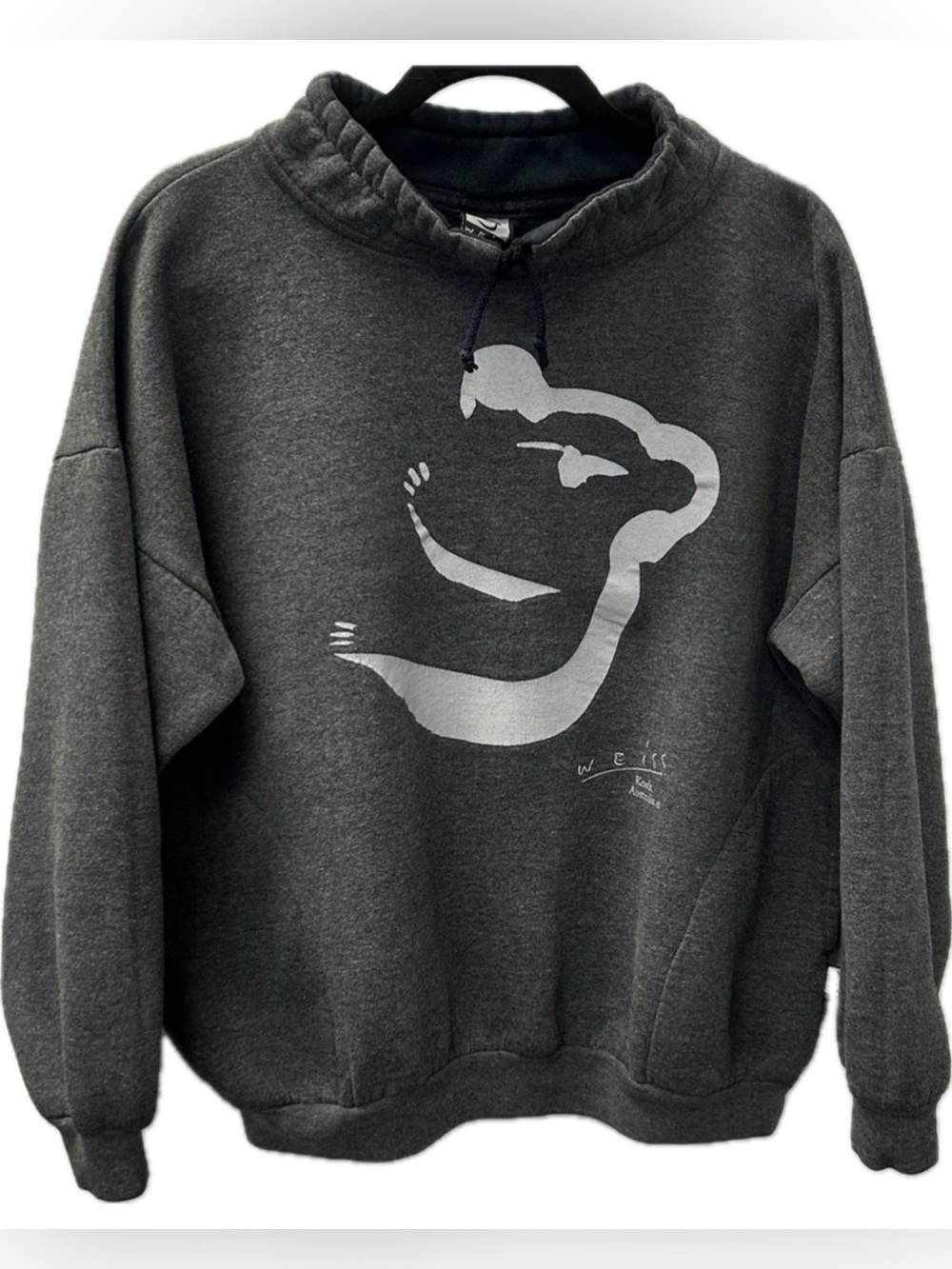 Vintage 1990’s Weiss Art Australia Koala Big Logo Cowl Neck Gray Sweatshirt